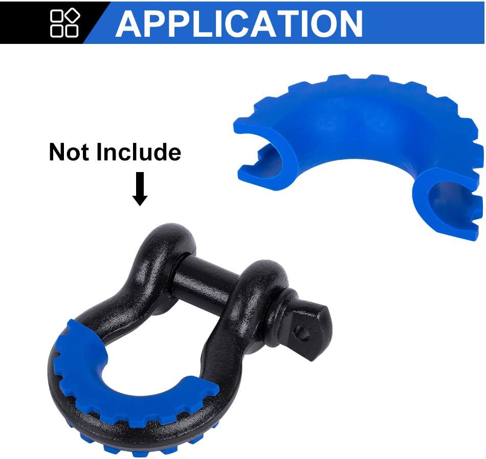 BUNKER INDUST D Ring/Shackle Isolator Kit,1 Pair Red D-Ring Isolator and 4 Pcs Washers Dring Cover Fit for 3/4" Shackle Hooks 4x4 Off Road Jeep Accessories Protect Bumper and Reduce Rattling