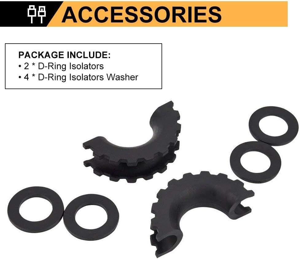 BUNKER INDUST D Ring/Shackle Isolator Kit,1 Pair Black D-Ring Isolator and 4 Pcs Washers Dring Cover Fit for 3/4" Shackle Hooks 4x4 Off Road Jeep Accessories Protect Your Bumper and Reduce Rattling