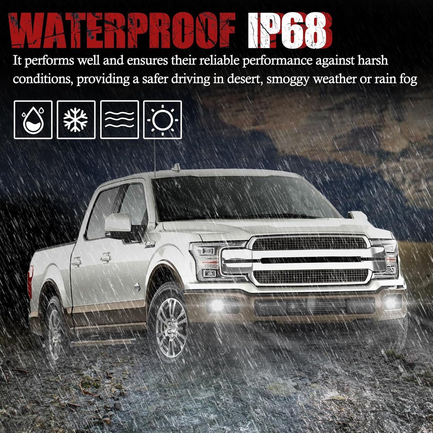 BUNKER INDUST LED Fog Lights Compatible with Ford F150 2015-2020, Front Bumper Driving Fog Lamp Kit Replacement Foglight Square (1 Pair)