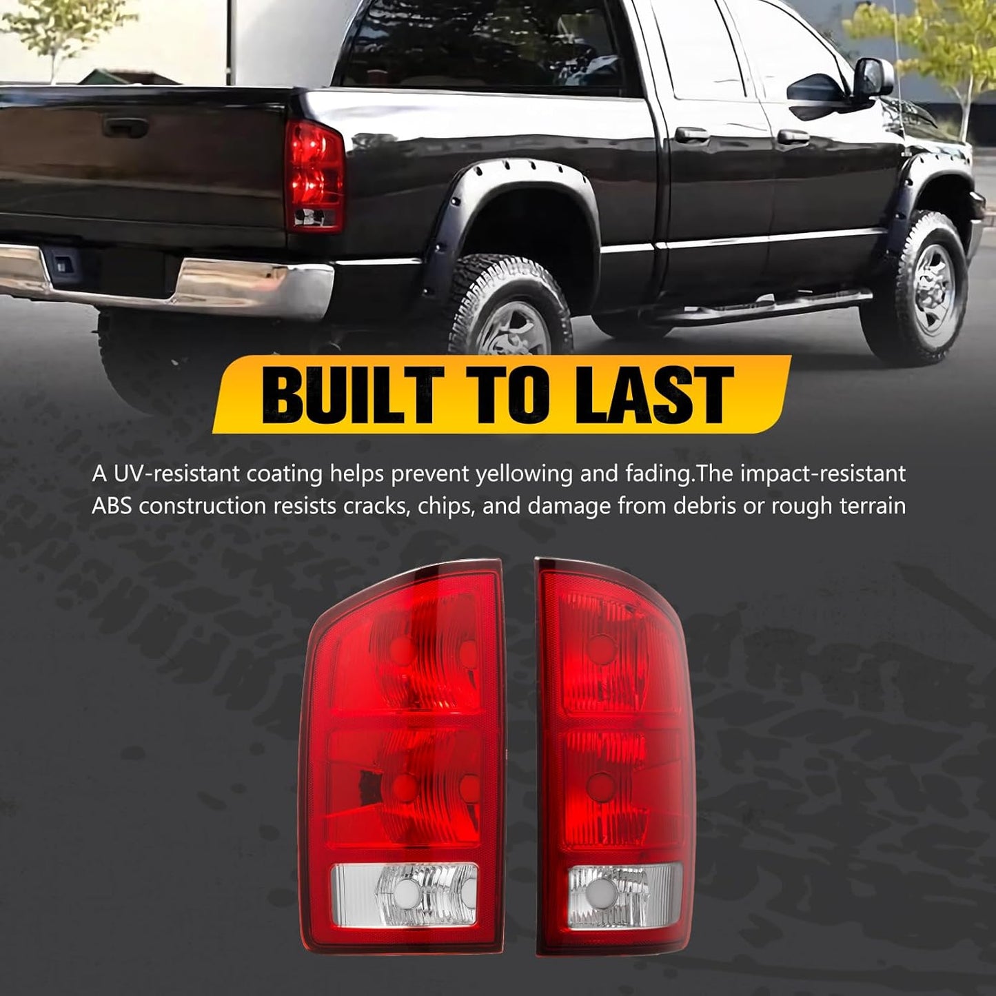 BUNKER INDUST Tail Light Assembly Compatible With 2002-2006 Dodge Ram 1500 2003-2006 Dodge Ram 2500 3500 Rear Brake Tail Lamp, Driver & Passenger Side (Bulbs Not Included)