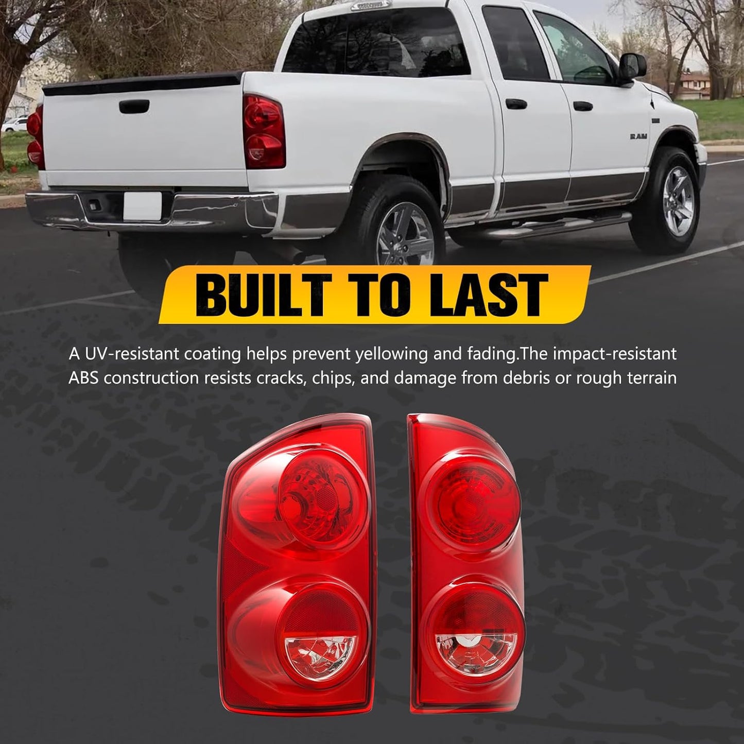 BUNKER INDUST Tail Light Assembly Compatible With 2007-2008 Dodge Ram 1500/2007-2009 Ram 2500 3500 Rear Brake Tail Lamp, Driver & Passenger Side (Bulbs Not Included)