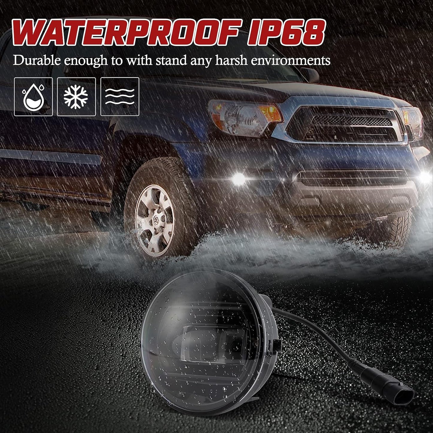 BUNKER INDUST Fog Lights for Tacoma 2005-2011/ Solara 2004-2006/ Sequoia 2008-2015/ Tundra 2007-2013, Bumper Driving Fog lamp Kit Fog Light with Adapter Extension Harness