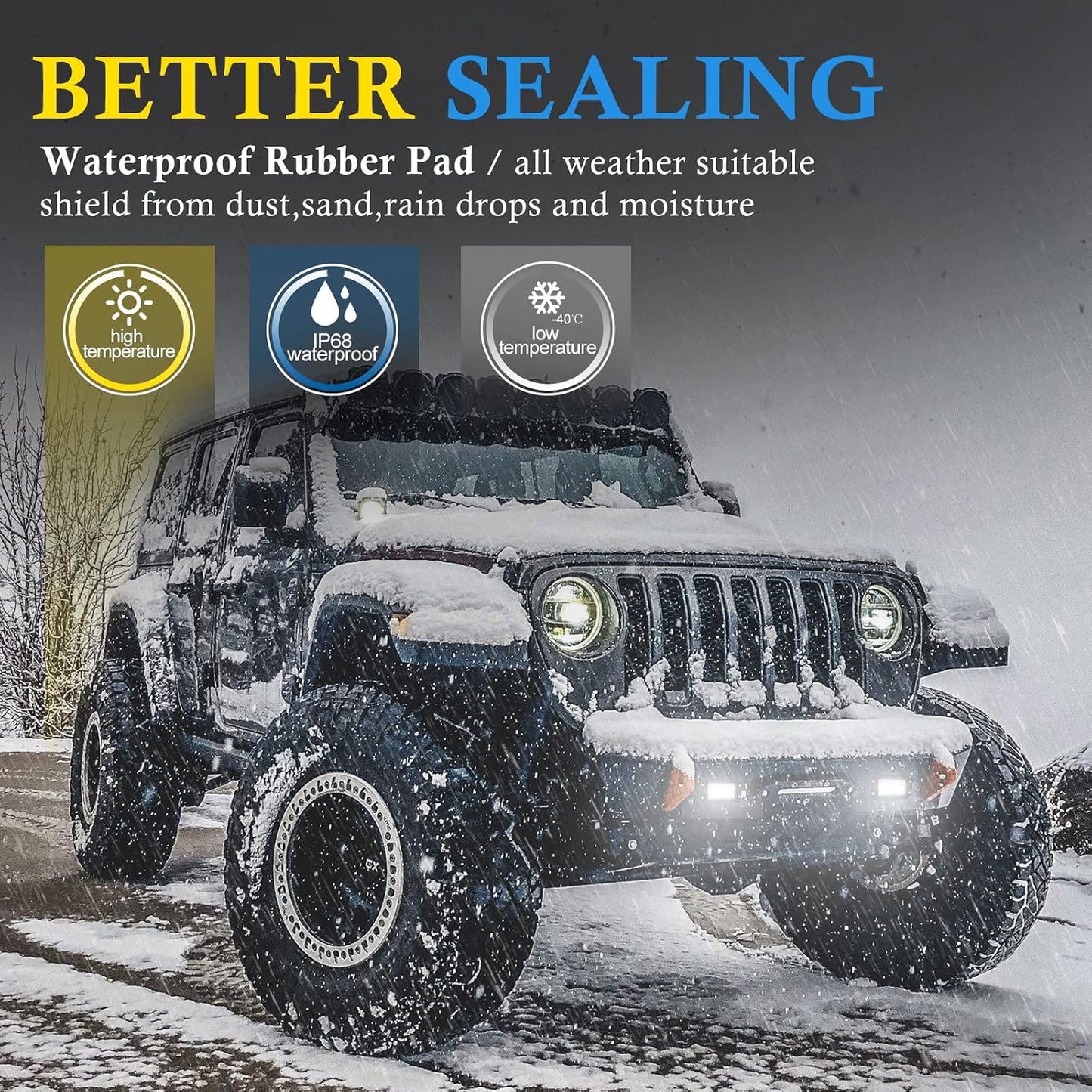 BUNKER INDUST 6" Inch Flood LED Light Pods,Pair Flush Mount LED Work Light 4800LM Light Bar Backup Driving Lights Waterproof for Truck Tractor Off Road 4x4 Jeep Pickup SUV ATV UTV Golf Cart
