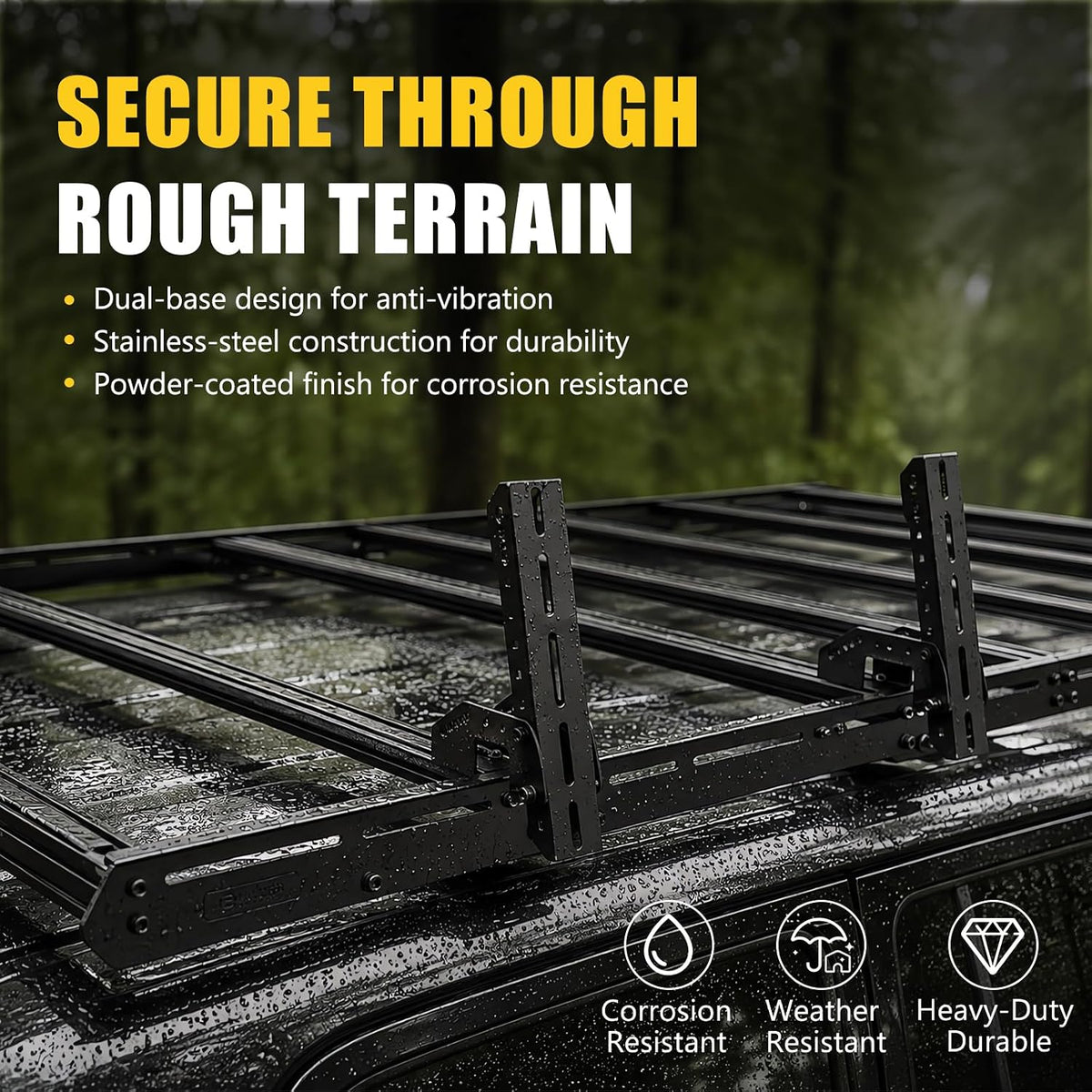 BUNKER INDUST Roof Platform Side Mount Bracket, 30°-90° & 6-Position Adjustable Multi-Purpose Offroad Gear Holder, Fits Most Slotted Roof Rack, for Fuel Can, Traction Board, 4x4 Overland Equipment