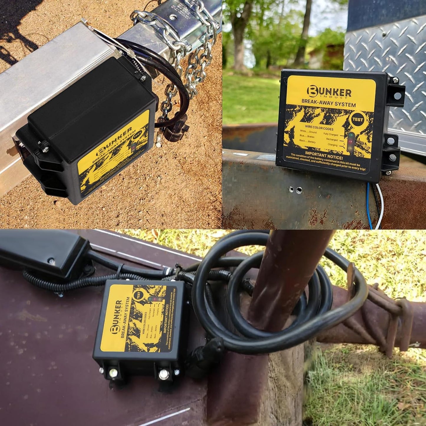 BUNKER INDUST Trailer Brake Breakaway Kit with Charger, LED Display, Switch, 12V 5Ah Battery for Trailer Caravan