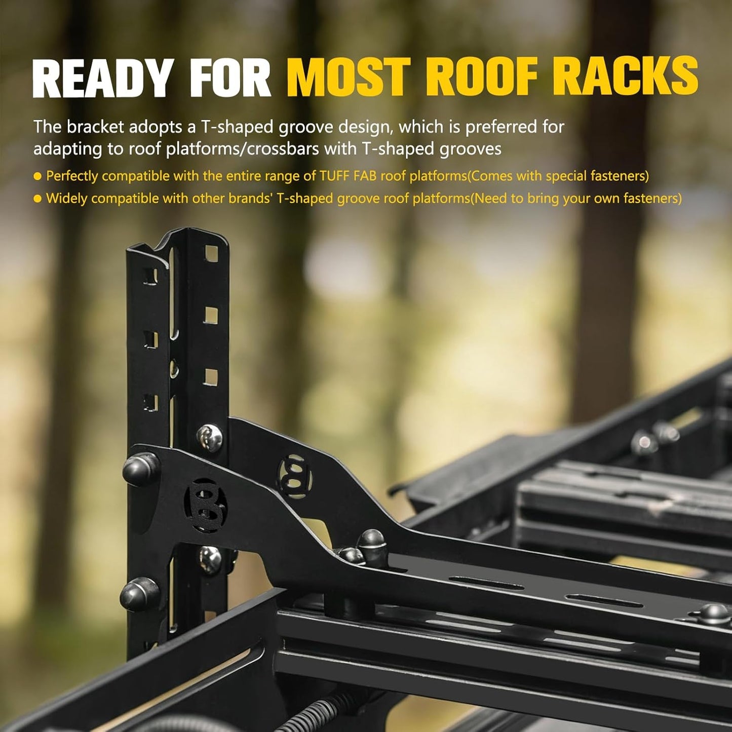 BUNKER INDUST 3 Pcs Awning Mounting Brackets for Car Roof Rack, Heavy Duty L-Shaped Mount Brackets Fit for Vehicle 180 Awning / 270 Awning / Shower Awning