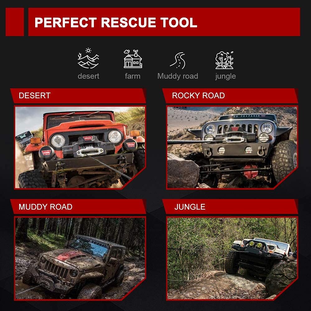 BUNKER INDUST Synthetic Winch Rope 3/8" x 85',26000Ibs Winch Cable Line Extension with Winch Jacket Rope and Sleeve Protection for 4WD 4x4 Offroad Jeep ATV UTV SUV Truck Car Vehicle