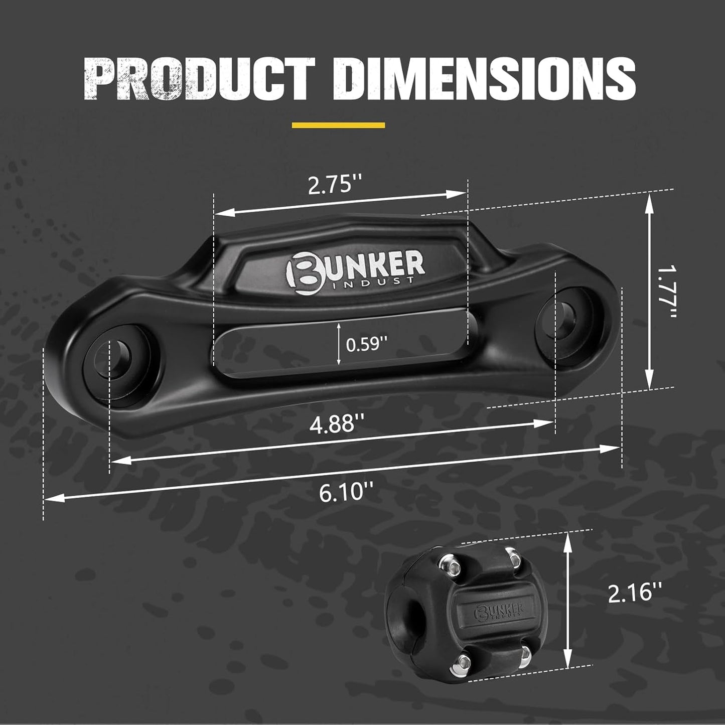 BUNKER INDUST Winch Hawse Fairlead with Winch Cable Hook Stopper, 4-7/8’’ Inch Bolt Pattern Aluminum Fairlead Rubber Winch Stopper Kit for 3500-4500LBS ATV/UTV Winch