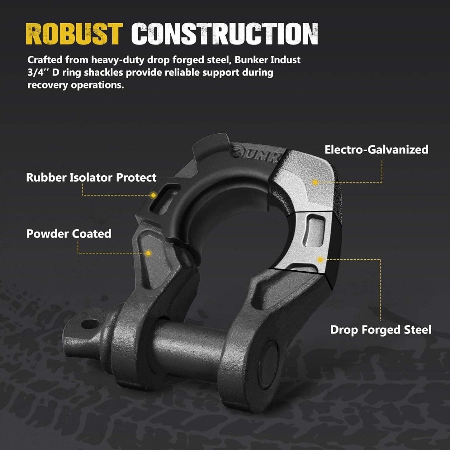 3/4" D Ring Shackle with 7/8" Pin + Isolator