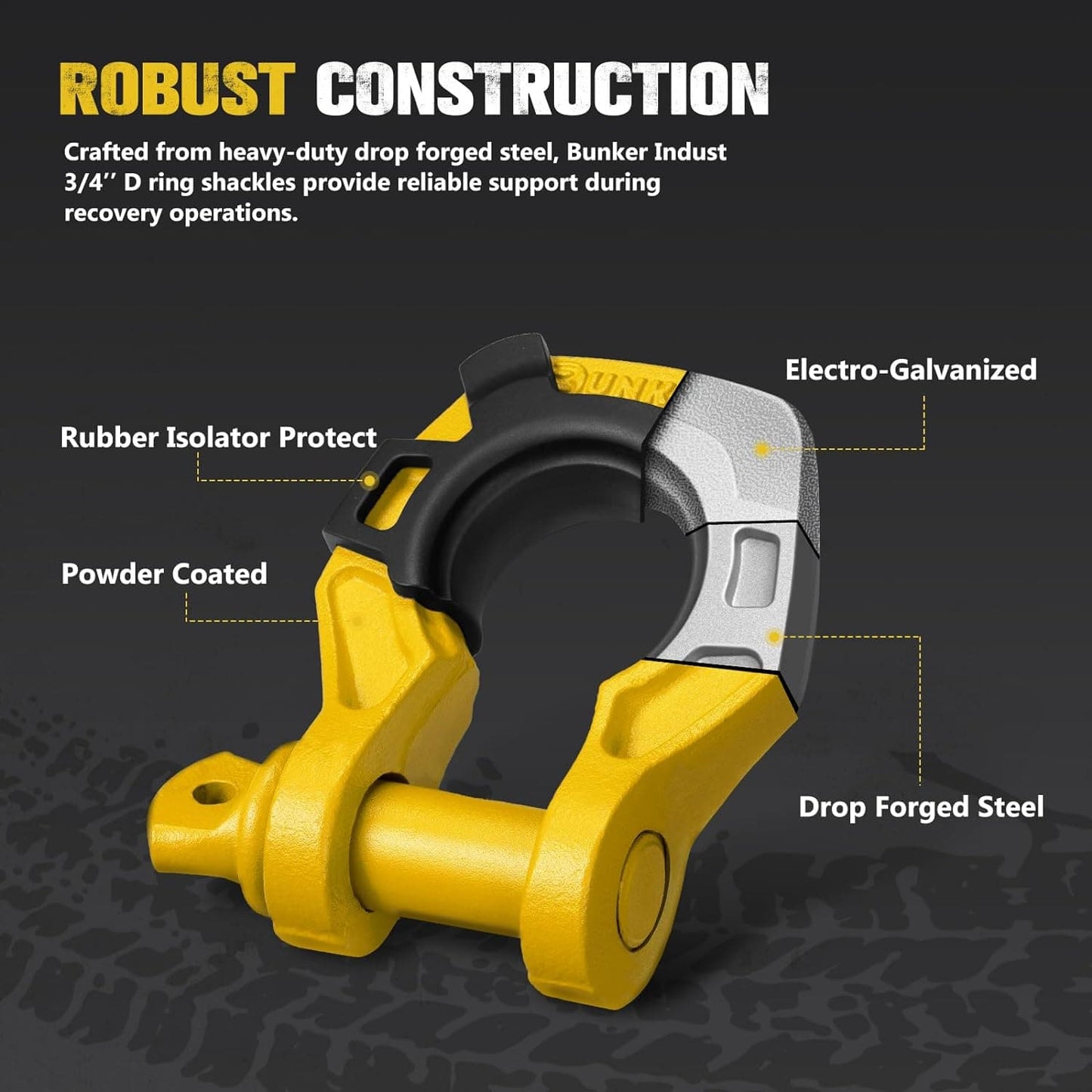 3/4" D Ring Shackle with 7/8" Pin + Isolator