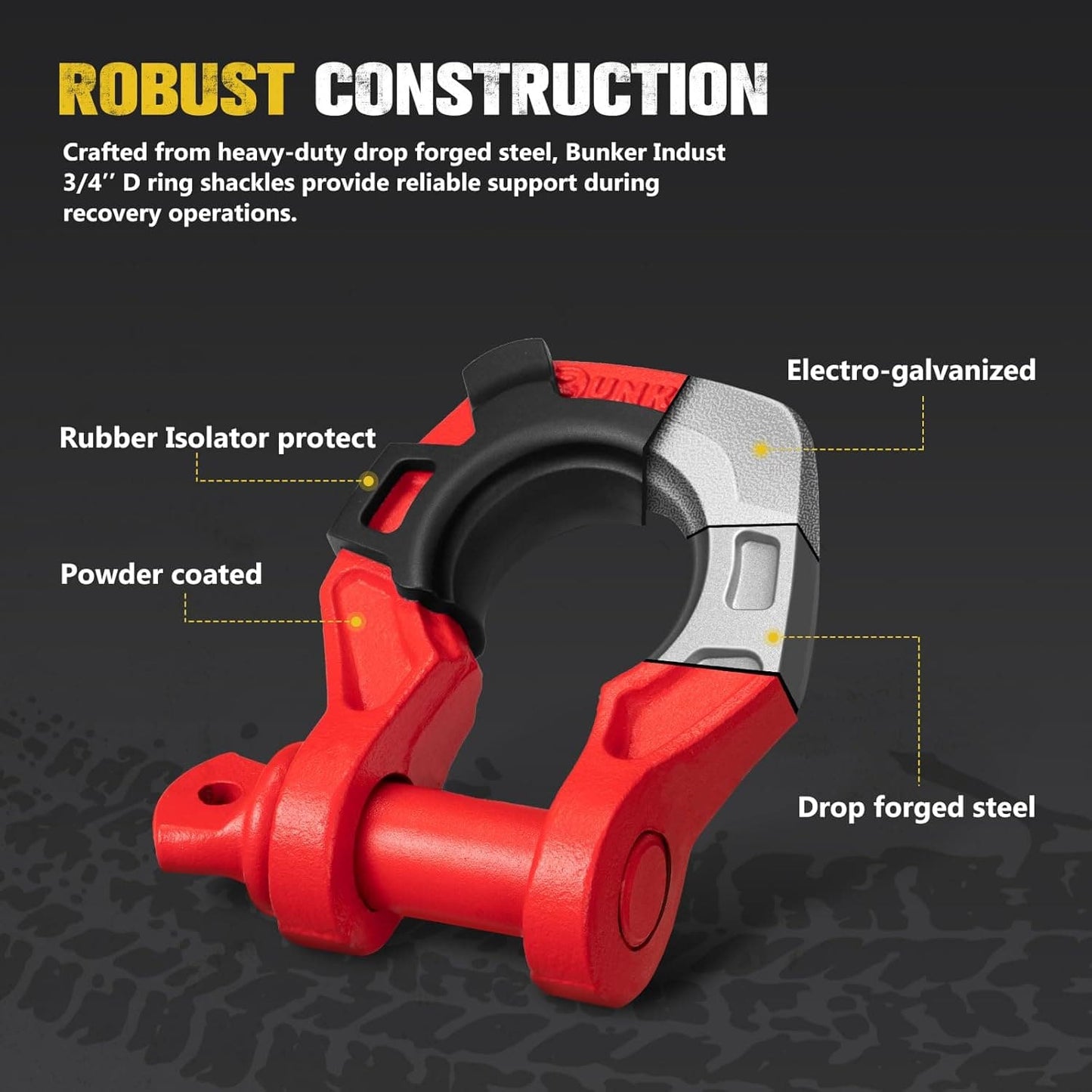 3/4" D Ring Shackle with 7/8" Pin + Isolator