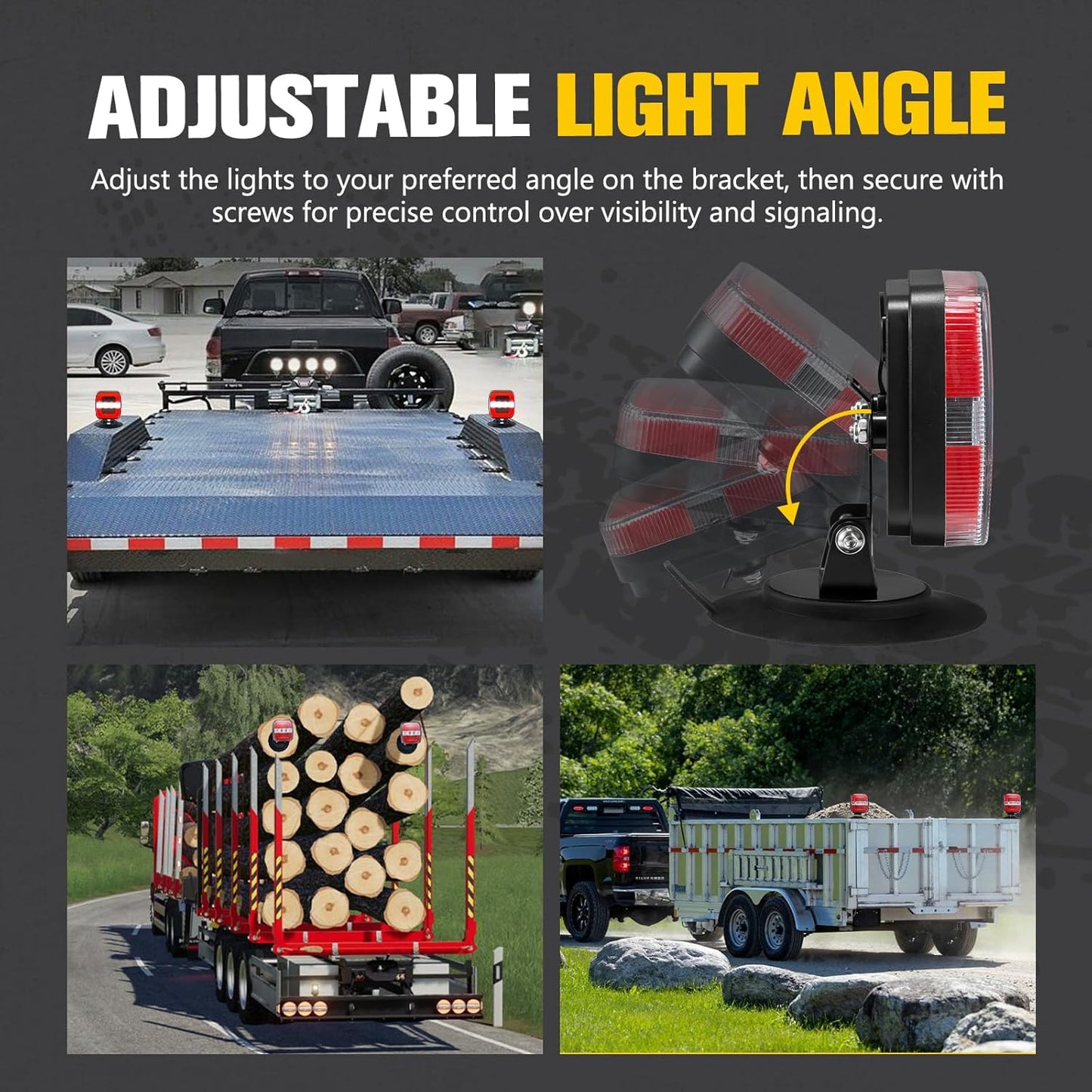 BUNKER INDUST Wireless Trailer Lights Kit, Adjustable Magnetic Towing Lights with Brake Stop Turn Reverse Light for Trucks, Boat, RV, Vehicle, Caravan