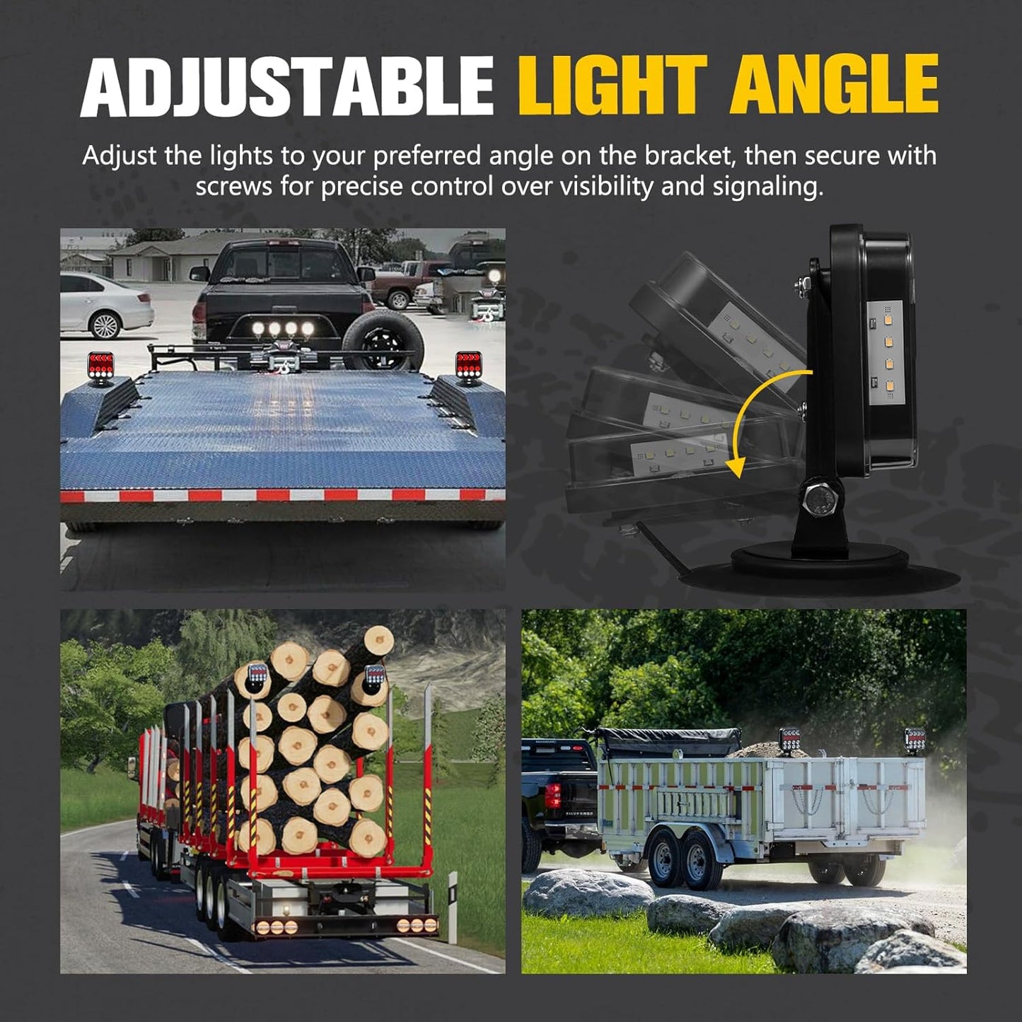 BUNKER INDUST Wireless Trailer Lights Kit, Adjustable Magnetic Towing Lights with Brake Turn Reverse Strobe Side Number Plate Light for Trucks, Boat, RV, Vehicle, Caravan