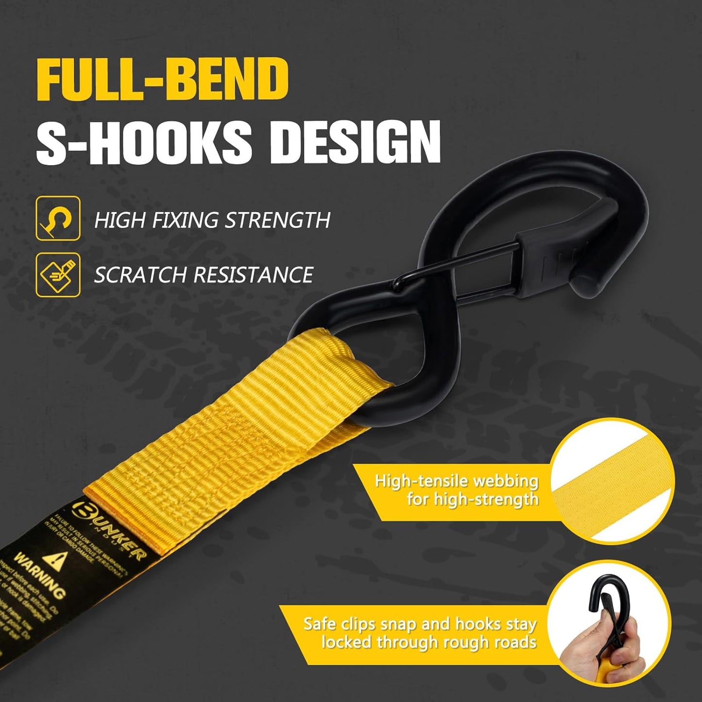 BUNKER INDUST Retractable Ratchet Straps for Ford F-150 2015-2026, 1" x 10' Truck Bed Tie Downs, 2 Pack Bolt-On Heavy Duty Cargo Straps, 1530 LBS Break Strength Auto Retracting Ratchet Straps