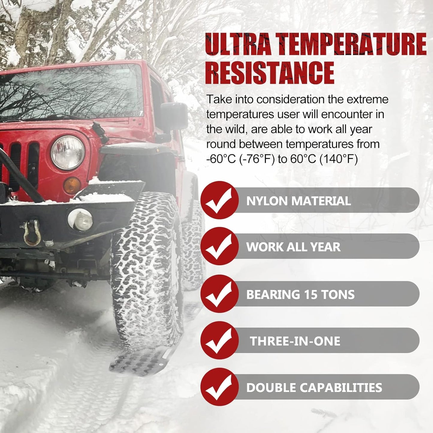 BUNKER INDUST Offroad Traction Boards with Jack Base,Multifunctional Extendable Recovery Track Tire Traction Mat Snow Mud Sand Tracks-4X4 ATV UTV SUV Truck Traction Pads with Bag, Black (Gen 8)