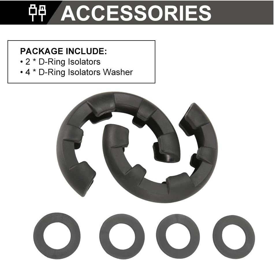 BUNKER INDUST D Ring/Shackle Isolator Kit,1 Pair Black D-Ring Isolator and 4 Pcs Washers Dring Cover Fit for 3/4 Shackle 4x4 Jeep Accessories Protect Bumper Reduce Rattling Shackle Silencers