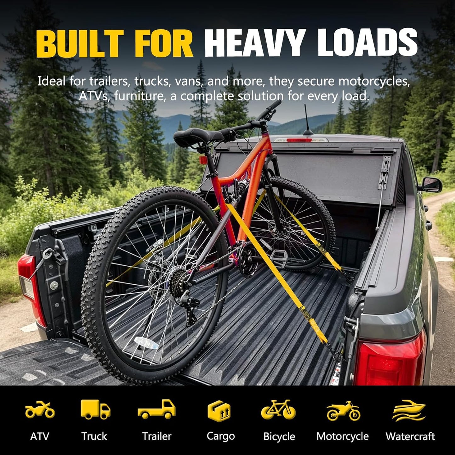 BUNKER INDUST Retractable Ratchet Straps 1" x 12', Heavy Duty Auto Self Retracting Tie Down Straps 1530 lbs Break Strength Cargo Straps for Trailer, Truck, ATV, UTV, Motorcycle (4 Pack)