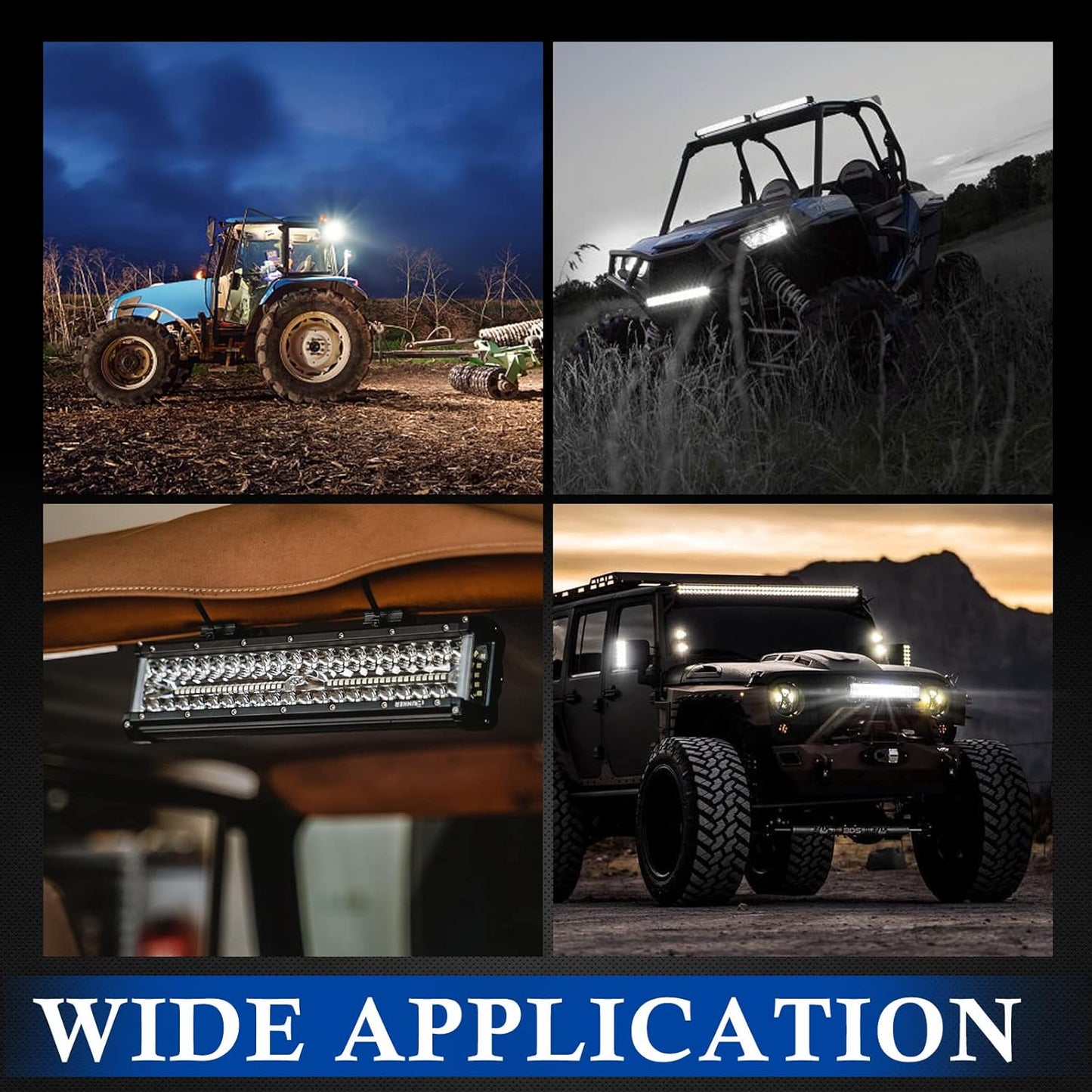 BUNKER INDUST Side Shooter LED Light Pods Wiring Harness Kit, 1 Pcs 12" Spot Flood LED Light Bar 90W Work Light Waterproof Cube Lights Off-Road Driving Bumper Light for ATV UTV Truck Boat Tractor