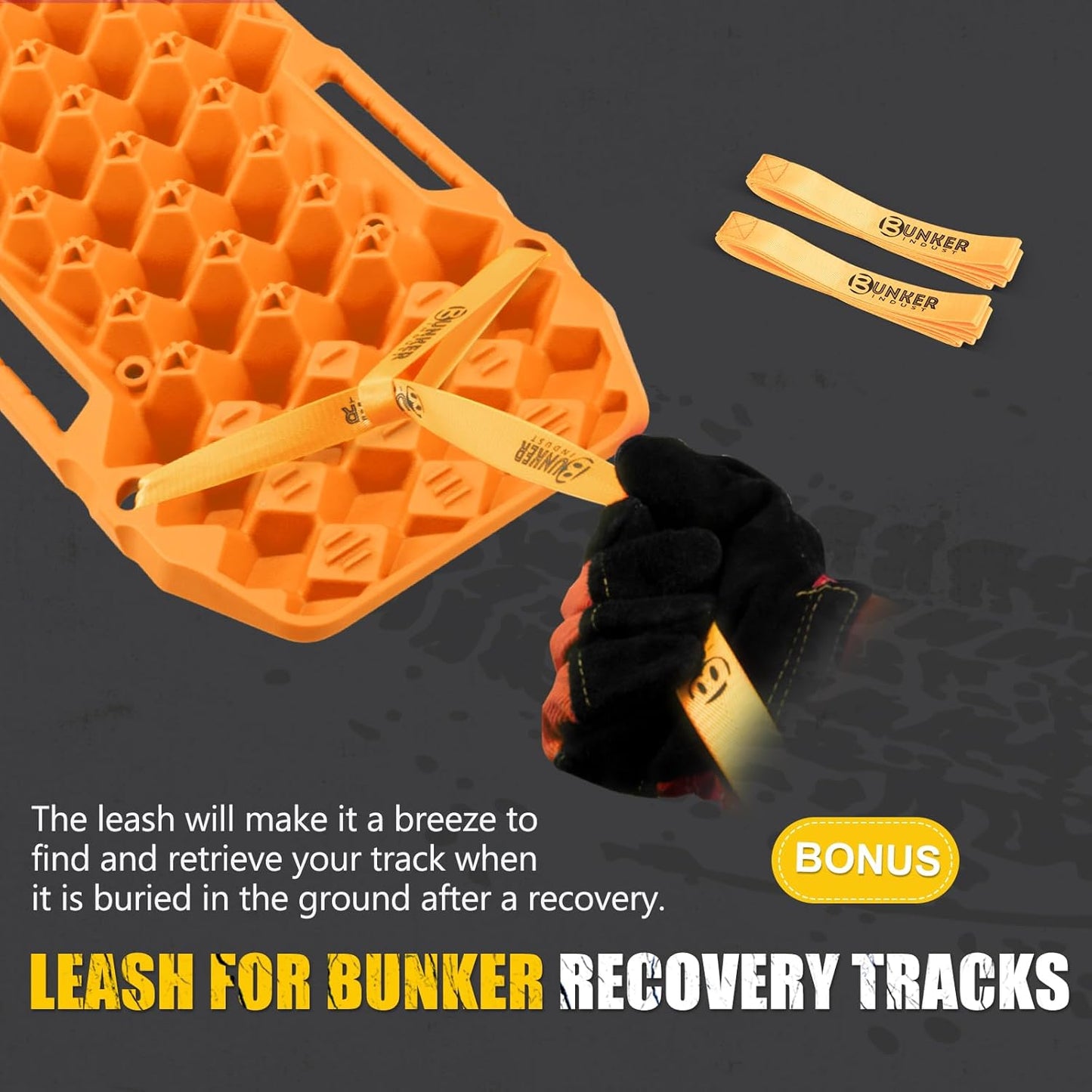 BUNKER INDUST Off Road Traction Boards, Pair Recovery Tracks Traction Mat for Vehicle Truck Jeep SUV, Mud, Snow, Sand Ramp-Orange Emergency Tire Traction Pads (Gen 10th)