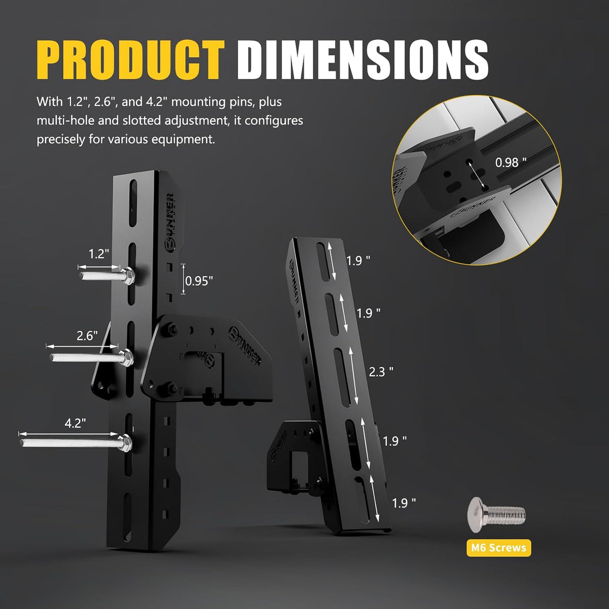 BUNKER INDUST Roof Platform Side Mount Bracket, 30°-90° & 6-Position Adjustable Multi-Purpose Offroad Gear Holder, Fits Most Slotted Roof Rack, for Fuel Can, Traction Board, 4x4 Overland Equipment