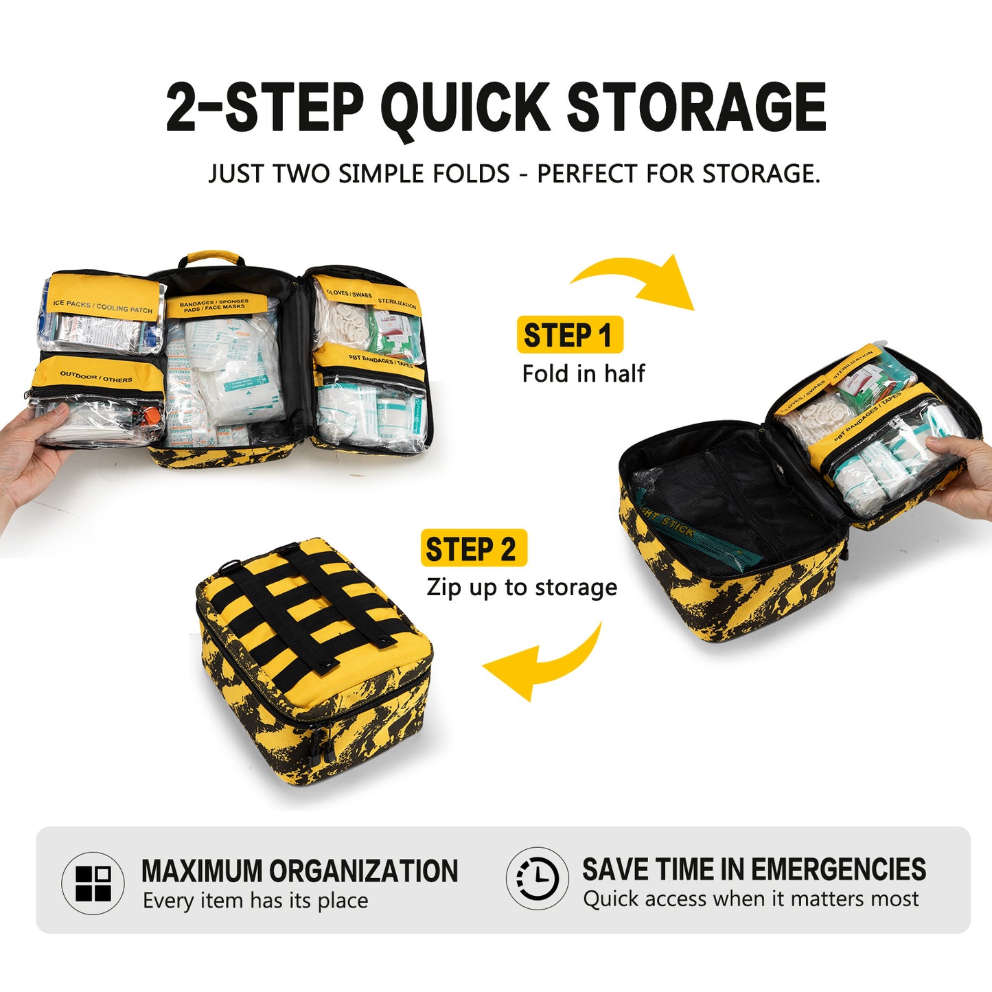 BUNKER INDUST 520 Piece All-in-One First Aid Kit, Emergency Storage Bag with Transparent Labeled Pockets, Durable 1000D Polyester Outdoor Gear for Vehicle Camping Backpacking Hiking Home Road Trip