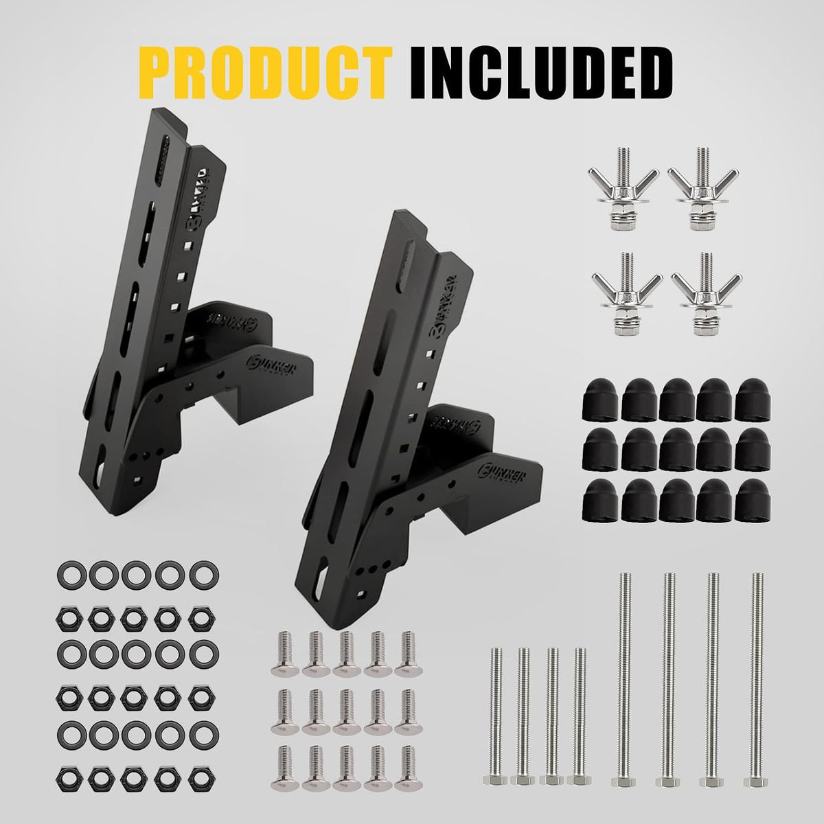 BUNKER INDUST Roof Platform Side Mount Bracket, 30°-90° & 6-Position Adjustable Multi-Purpose Offroad Gear Holder, Fits Most Slotted Roof Rack, for Fuel Can, Traction Board, 4x4 Overland Equipment