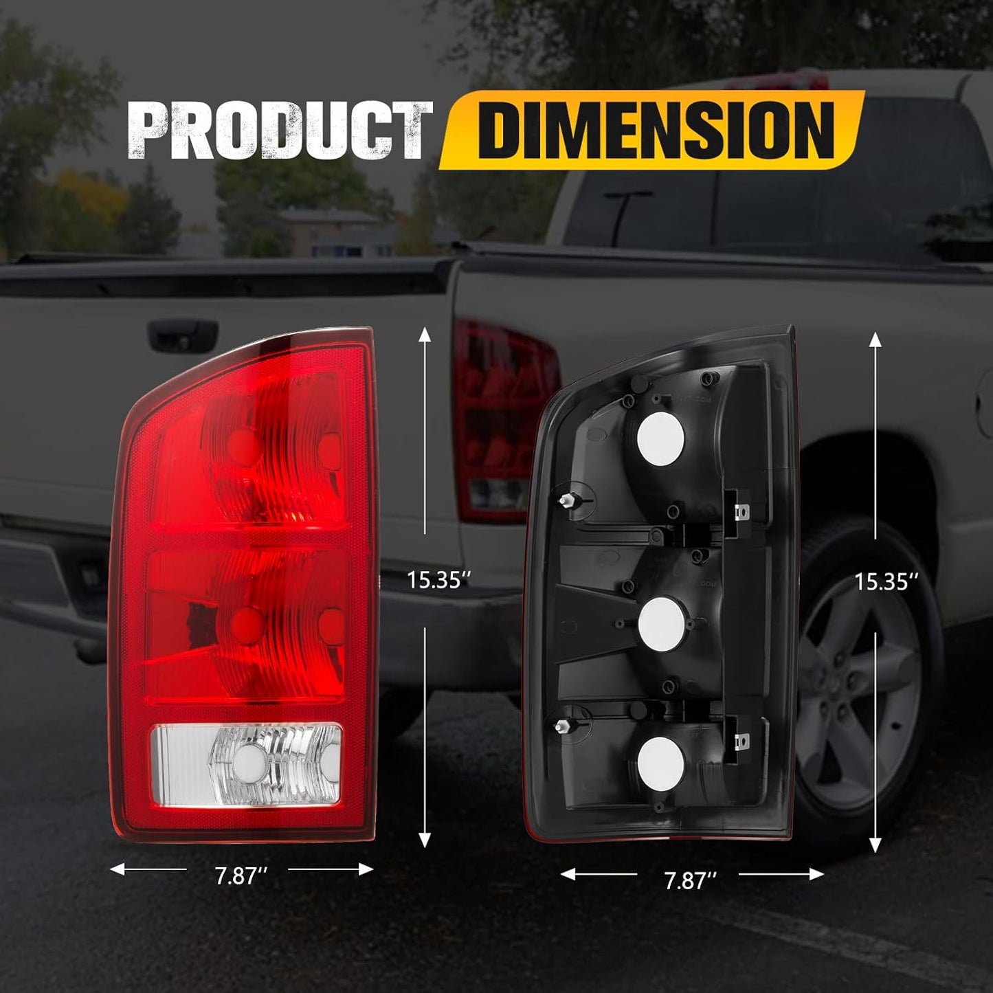 BUNKER INDUST Tail Light Assembly Compatible With 2002-2006 Dodge Ram 1500 2003-2006 Dodge Ram 2500 3500 Rear Brake Tail Lamp, Driver & Passenger Side (Bulbs Not Included)