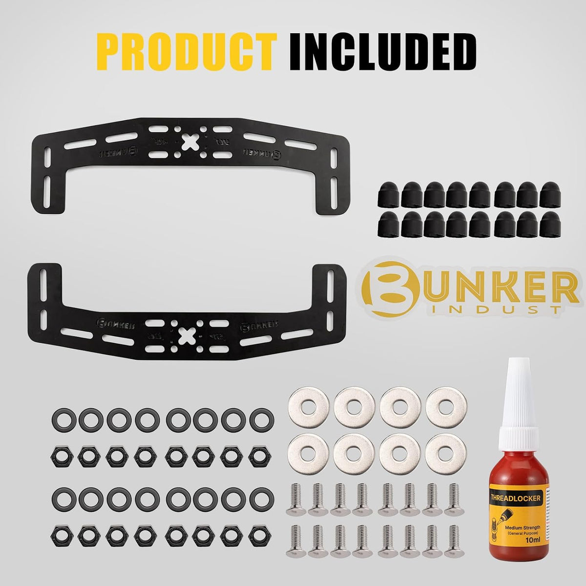 BUNKER INDUST Expansion Mount Bracket for Slotted/T‑Slot Flat Roof Platforms, Universal Roof Rack Adapter Plates, 45°/90° Dual‑Angle, Overland Off‑Road Rooftop Mount for Traction Boards, Cargo Boxes