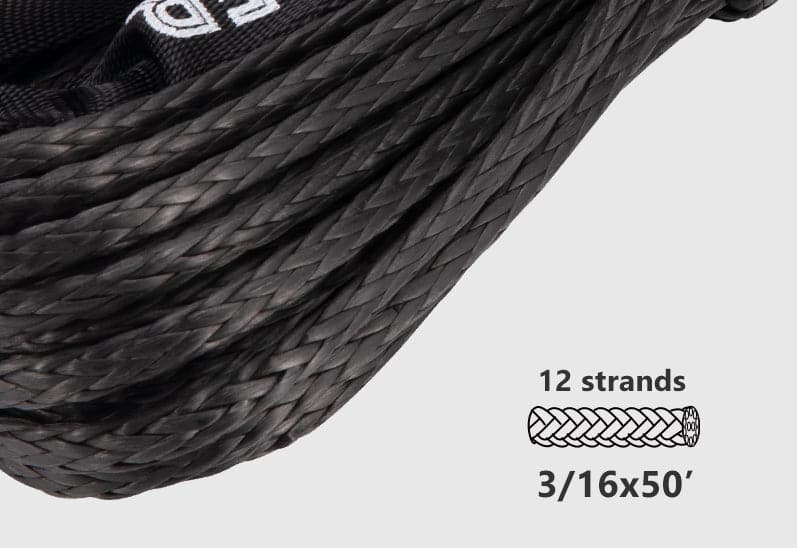 3/16" x 50' Synthetic Winch Rope Kit 8200 lbs