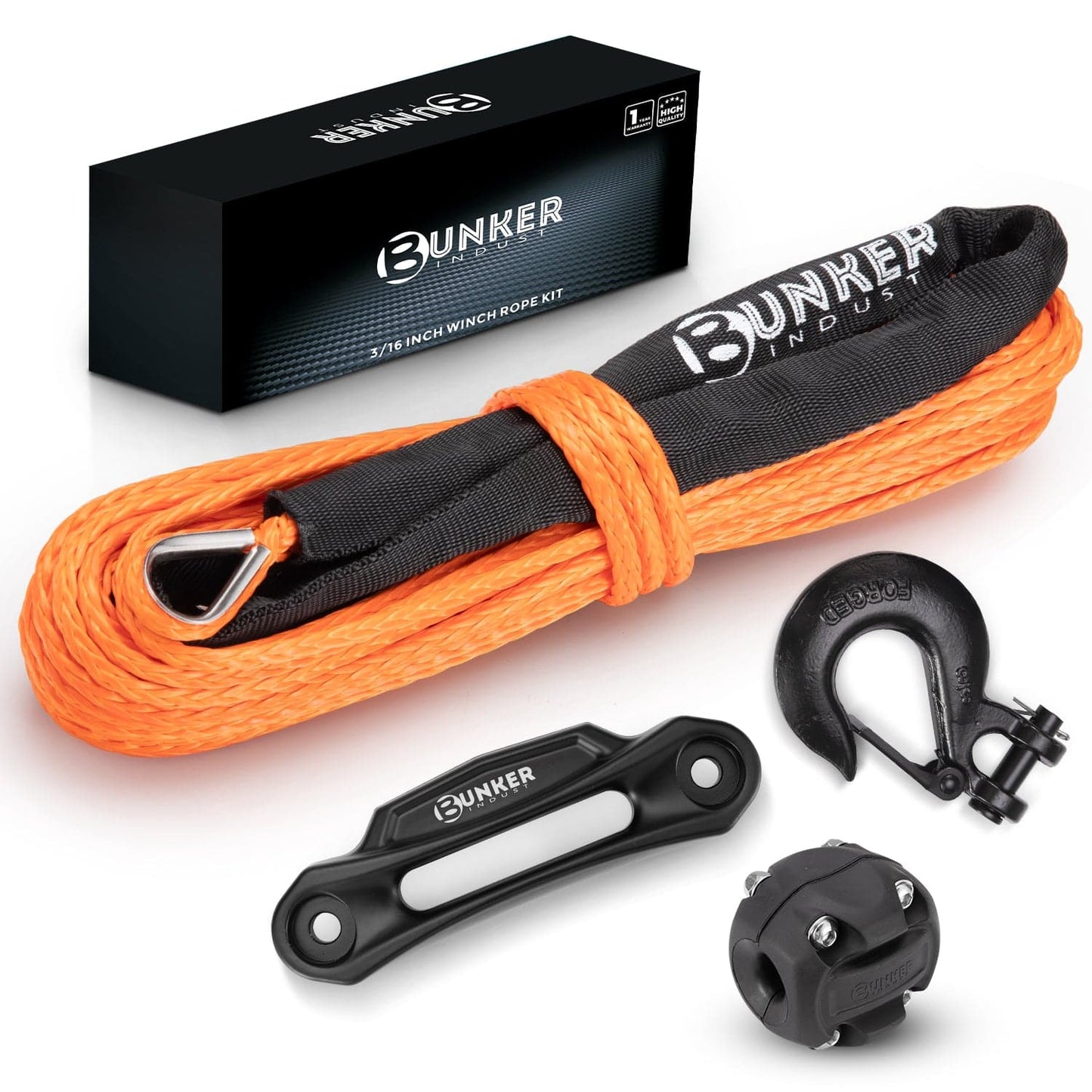 3/16" x 50' Synthetic Winch Rope Kit 8200 lbs